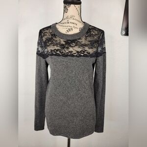 Robert Rodriguez Sz S Cashmere Sweater Thin Crewneck Lace Embroidered Longline